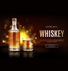 Whiskey Bottle And Glass Mockup Promo Ad Banner