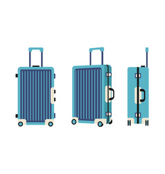 Blue Travel Suitcase In Front And Side View