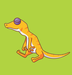 Cute Sleepy Lizard Isolated Animal Flat Style