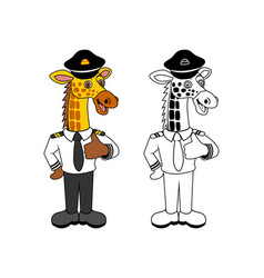 Giraffe Pilot Cartoon Character Design