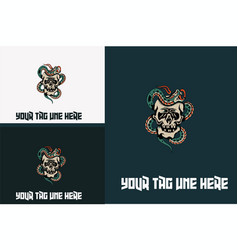 Mascot Design Of Head Skull With Green Snake