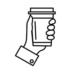 Simple Outline Of Hand Holding Coffee Cup