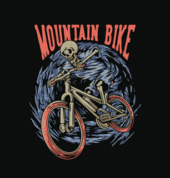 T Shirt Design Mountain Bike With Skull Riding