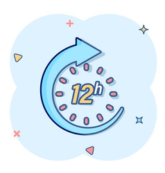 12 Hours Clock Icon In Comic Style Timer