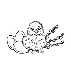 Coloring Page Chicken Easter Eggs Pussy Willow