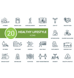 Healthy Lifestyle Outline Icons Set Creative