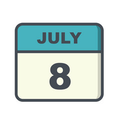 July 8th Date On A Single Day Calendar