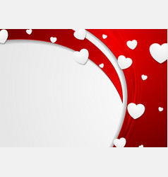 Red Abstract Waves And White Hearts Background