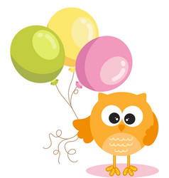 Adorable Owl Holding A Three Balloons