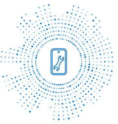 Blue Line Mobile Phone With Wrench Icon Isolated