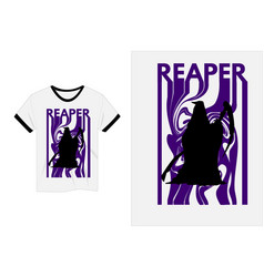 Grim Reaper Purple Background T Shirt Design