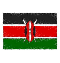 Hand Drawn Sketch Flag Of Kenya Doodle Style Icon