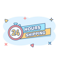 Shipping 24 Hours Icon In Comic Style Delivery