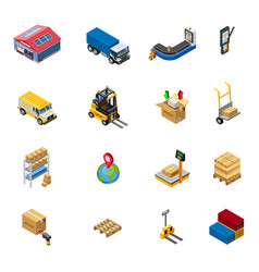 Warehouse Isometric Icons Set