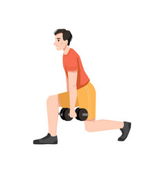 Man Doing Squats With Weight Of Dumbbells