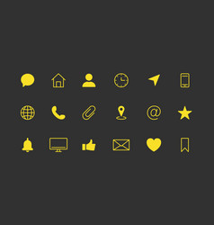 Business Card Icon Set Yellow Simple