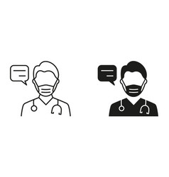 Doctor In Mask With Speech Bubble Consultation