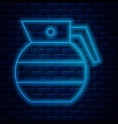 Glowing Neon Line Hand Grenade Icon Isolated