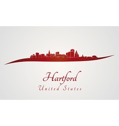 Hartford Skyline In Red