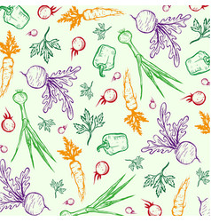 Vegetable Color Pattern Linocut Vegetables