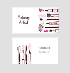 Visit Card With Makeup Beauty Cosmetic Elements