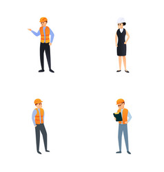 Builder Icons Set Cartoon Construction