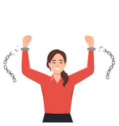 Businesswoman Breaking Metal Chain Strong Woman