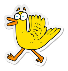 Sticker Of A Cartoon Flapping Duck