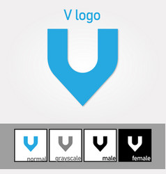 V Letter Logo Blue Color