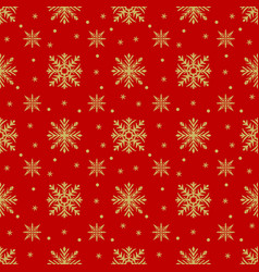 Gold Snowflakes And Stars Seamless Pattern