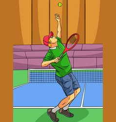 Tennis Sports Colored Cartoon