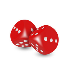 3d Realistic Red Game Dice With White Dots