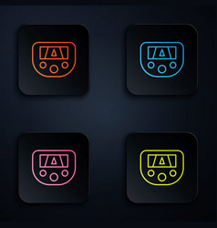 Color Neon Line Gps Device With Map Icon Isolated