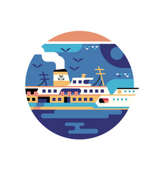 Istanbul Ferry Steam Boat Flat Circle Icon