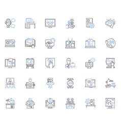 Team Meeting Line Icons Collection Ollaboration