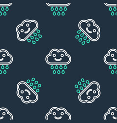 Line Cloud With Rain Icon Isolated Seamless