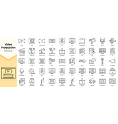 Simple Outline Set Of Video Production Icons