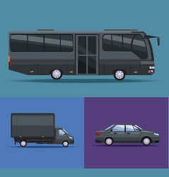 Three Black Vehicles Mockup