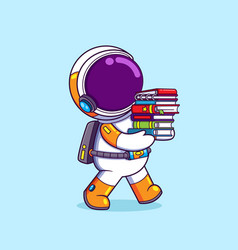 Clever Astronaut Is Holding A Lot Of Book From