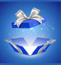 Unfolded Blue Gift Box With Silver Ribbon