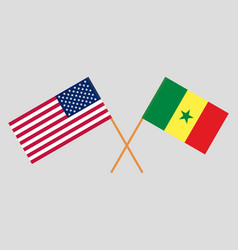 Crossed Flags Of The Usa And Senegal