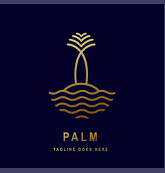 Minimalist Palm Line Art Icon Label Logo Badge