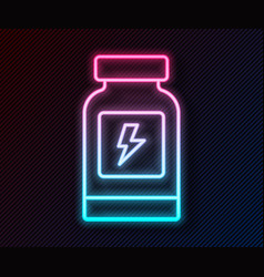 Glowing Neon Line Energy Drink Icon Isolated