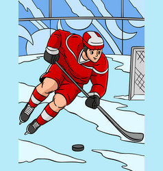 Ice Hockey Colored Cartoon