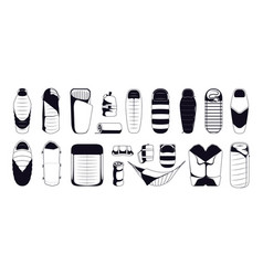 Black Sleeping Bag Icons Simple Monochrome