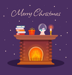 Cozy Fireplace With Pile Of Books Snow Globe