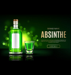 Absinthe Bottle And Shot Glass Mock Up Banner