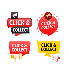 Megaphone Label Set With Text Click And Collect