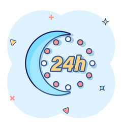 24 Hours Clock Icon In Comic Style Timer