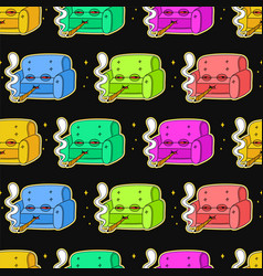 Cute Sofa Smoke Weed Joint Seamless Pattern Stay